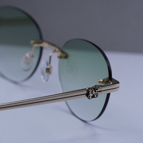 Palm Angels PERI10H CRYSTAL 7654 Oval Sunglasses - Gold/Green Gradient - Picture 9 of 10